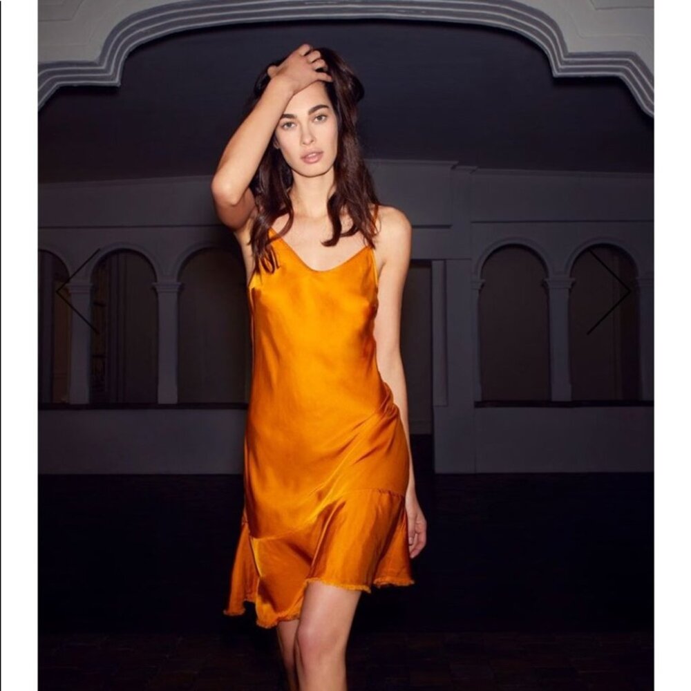 NWT Nation Ltd. Revolve turmeric orange Sonora satin slip dress